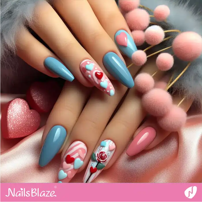 Flower and Sweetheart Candy Nail Art | Valentine Nails - NB2287